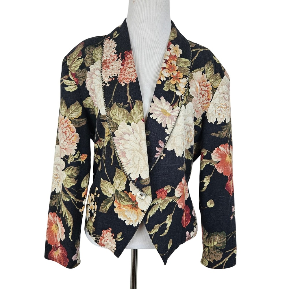Liza Lynn Ltd. Made In Texas‎ vintage floral fitted blazer 80s 90s, size L